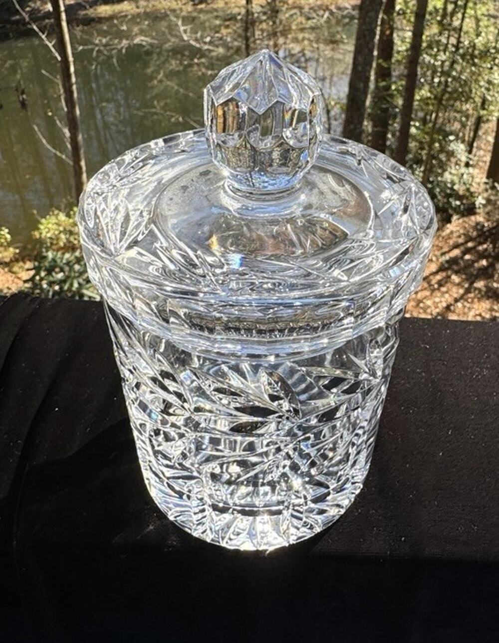 Vtg Lead Crystal Biscuit Candy Jar Lid Pinwheel Starburst David Pattern 11/16